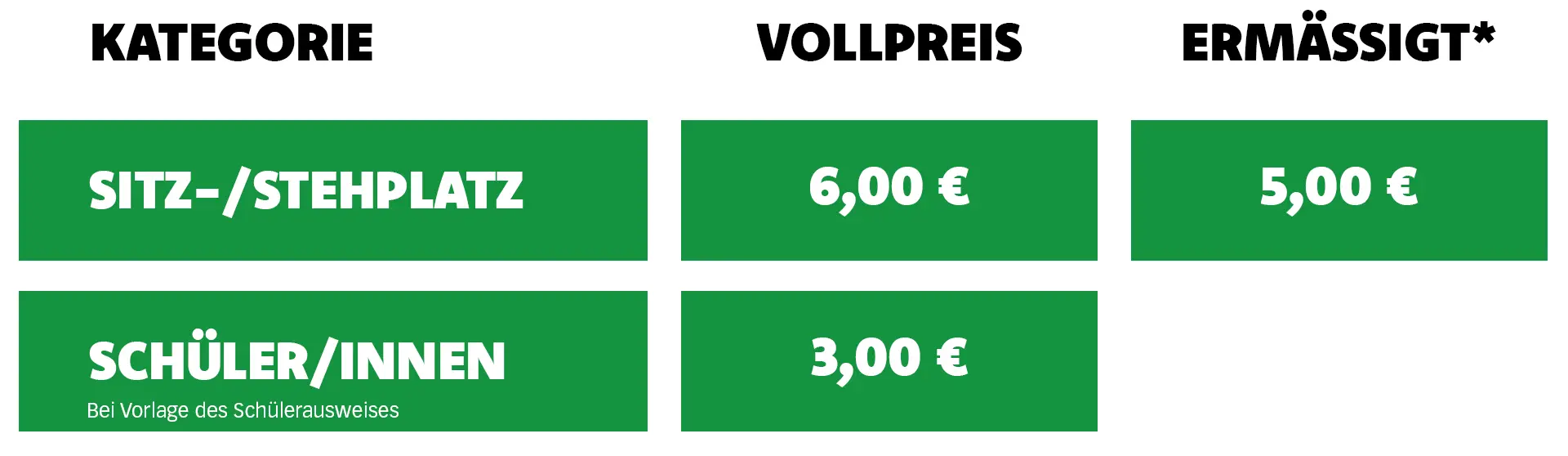 Ticketpreise des VfL Oldenburg